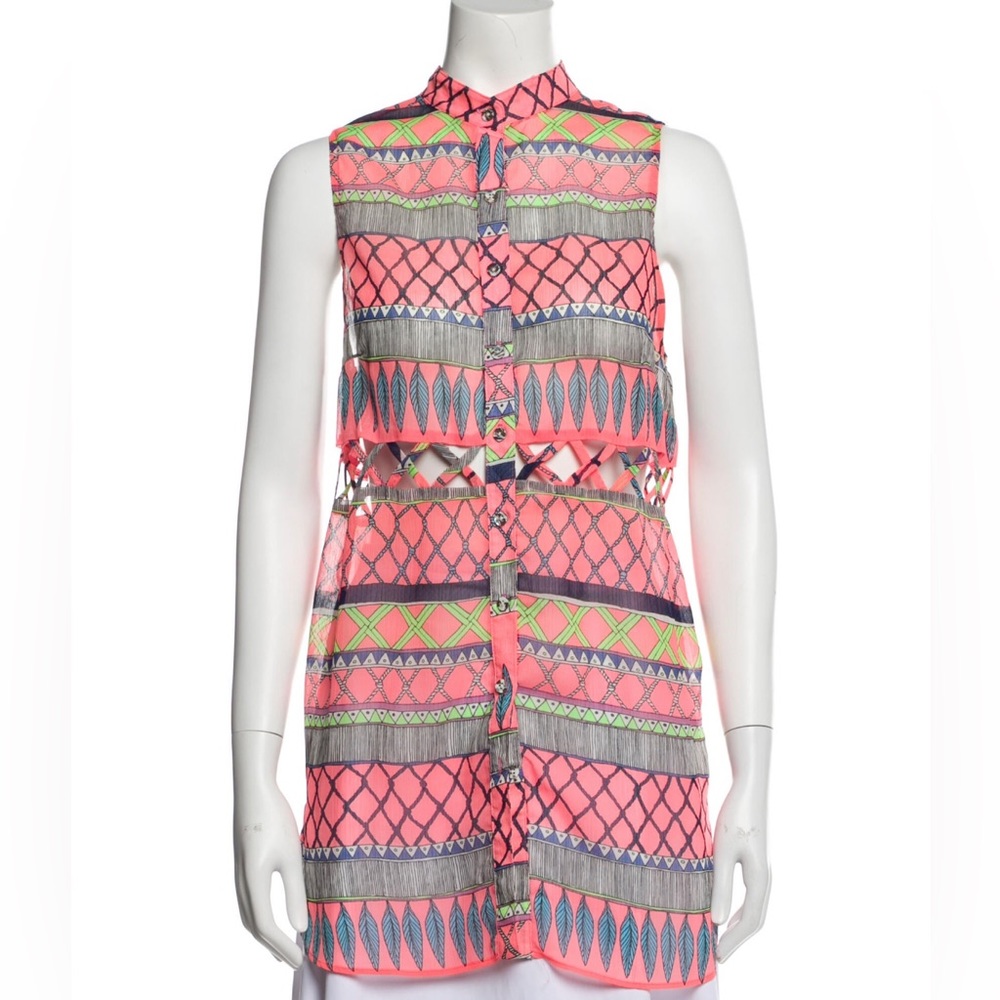 MARA HOFFMAN Mixed Print Mock Neck Tunic/Mini-Dress. Size: S.